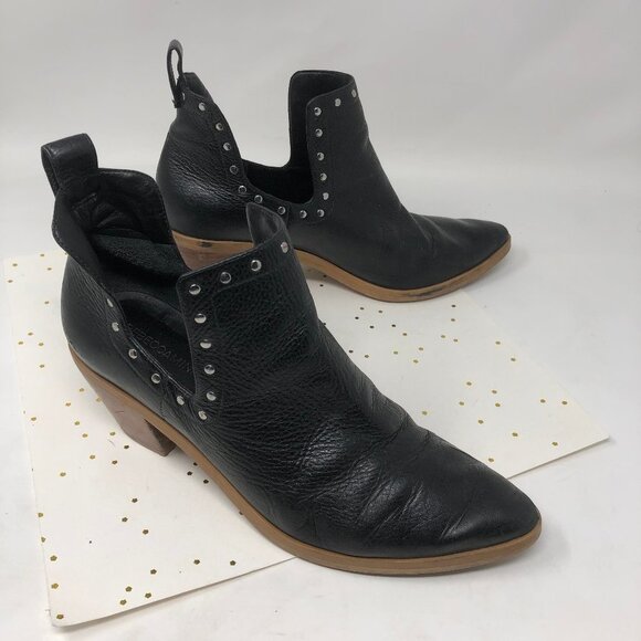 Rebecca Minkoff Black Leather Studded Ankle Boots - Picture 2 of 9
